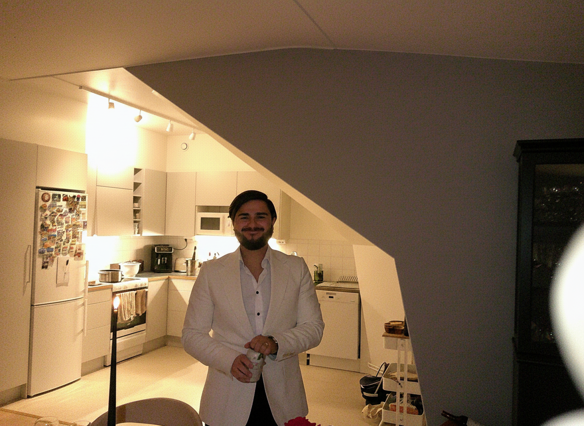 Stilig kille i vit kavaj